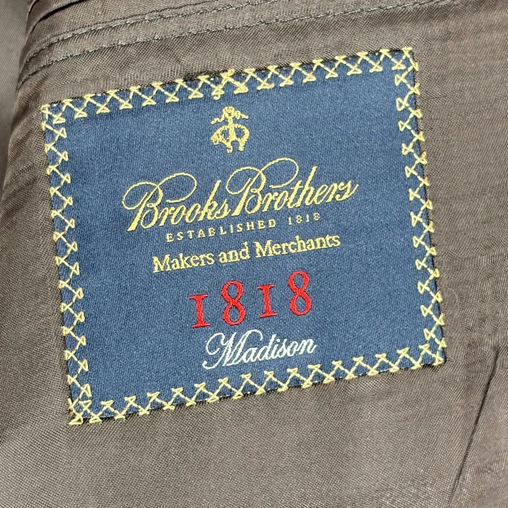 Brooks Brothers 1818 Madison Suit Mens Charcoal Gray Wool Pleated 2 Piece Set